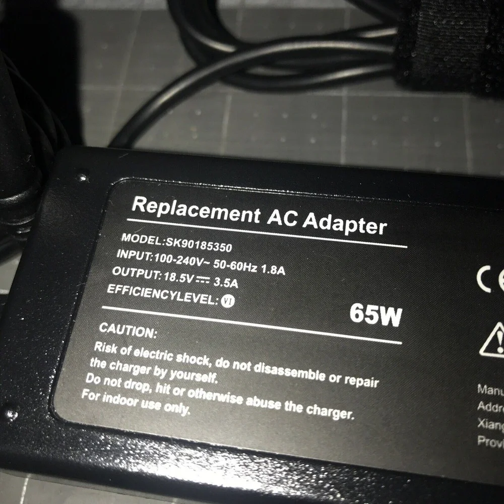 Replacement AC Adapter SK90185350 18.5V 3.5A 65W Input: 100~240V 50~60hz